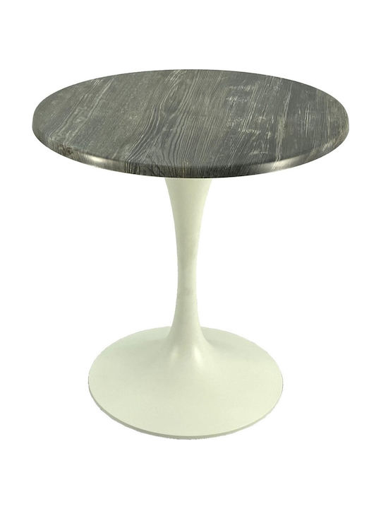 Masă Rotundă Bar Din Lemn Cu Ramă Metalică Old Pine Albă 70x70x74cm