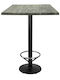 Square Table Bar Wooden with Metal Frame Green 70x70x112cm