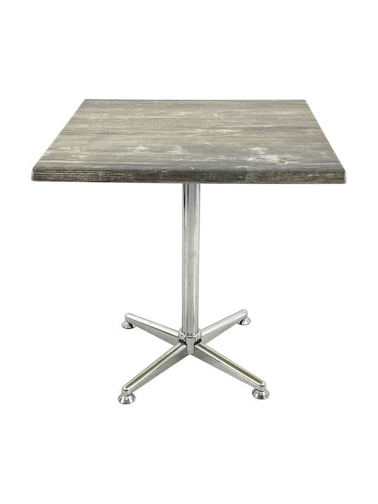 Masă Pătrată Bar Din Lemn Cu Ramă Metalică Old Pine 70x70x74cm