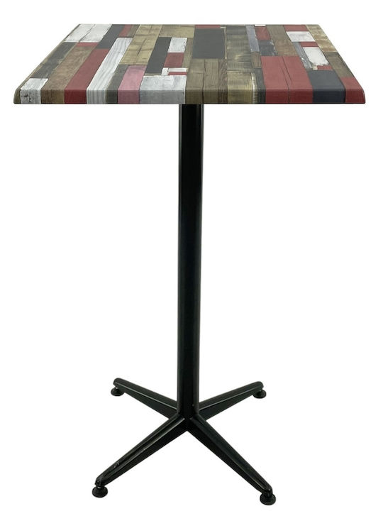 Pătrat Masă Bar Redden Wood, Black 70x70x107buc