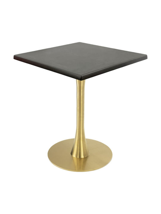 Masa Pătrată Bar Din Lemn Cu Ramă Metalică Wenge, Aur 70x70x74cm