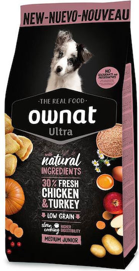 Ownat Ultra 12kg Dry Food for Medium Breed Dogs with Chicken and Turkey