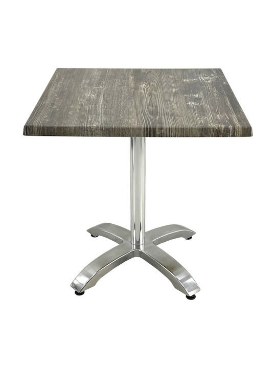 Masă Pătrată Bar Din Lemn Cu Ramă Din Aluminiu Old Pine 70x70x74cm