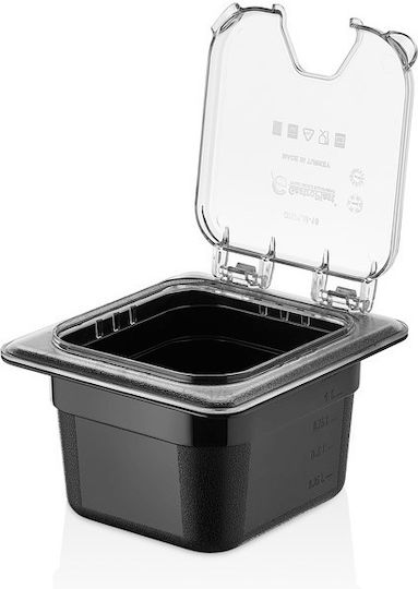 Culinaro Tacâm Transparent Capac Rabatabil Tavă Gastronorm 1/6