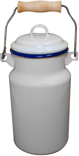 Enamel Milk Jug 1l Raki Retro White Blue