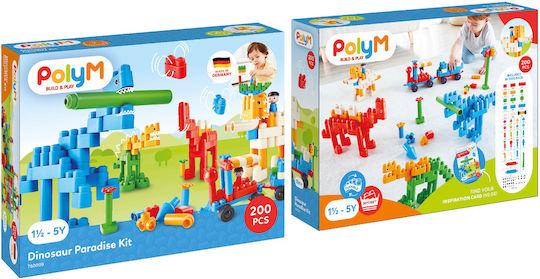 Hape Blocuri PolyM Dinosaur Paradise Kit pentru 1,5-5 ani Ani 200buc