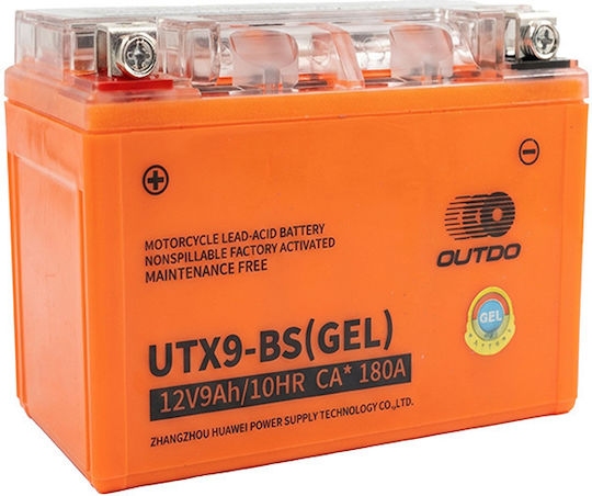 Outdo GEL Motorradbatterie YTX9-BS 180A mit Kapazität 9Ah