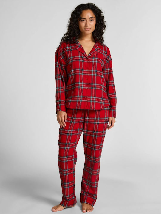 Hunkemöller Χειμερινή Γυναικεία Μπλούζα Πιτζάμας Flannel