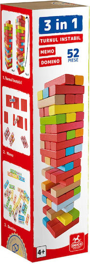 Joc de Societate 3 in 1 Game Unstable Tower, Memo and Domino pentru 1+ Jucători 4+ Ani D-Toys
