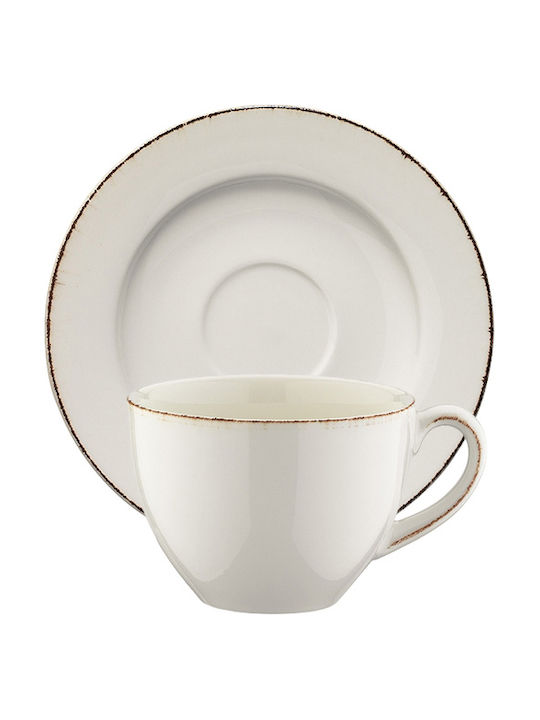 Bonna Retro Tasse Kaffee aus Porzellan Weiß 230ml