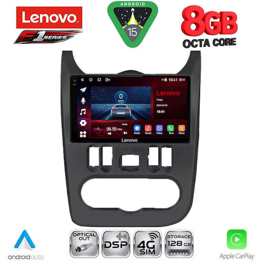 Lenovo Ηχοσύστημα Αυτοκινήτου για Renault Logan Dacia Duster / Logan / Sandero 2006-2012 (Bluetooth/USB/WiFi/GPS/Apple-Carplay/Android-Auto) με Οθόνη Αφής 9"