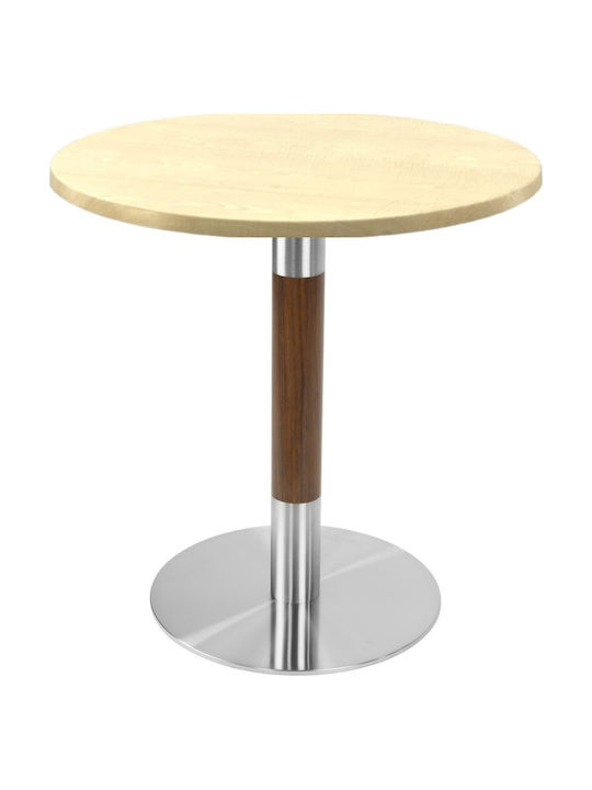 Masă Bar pentru Spații Mici Exterioare Din Lemn cu Ramă Metalică Argintie, Aspect Lemn 60x60x74 cm