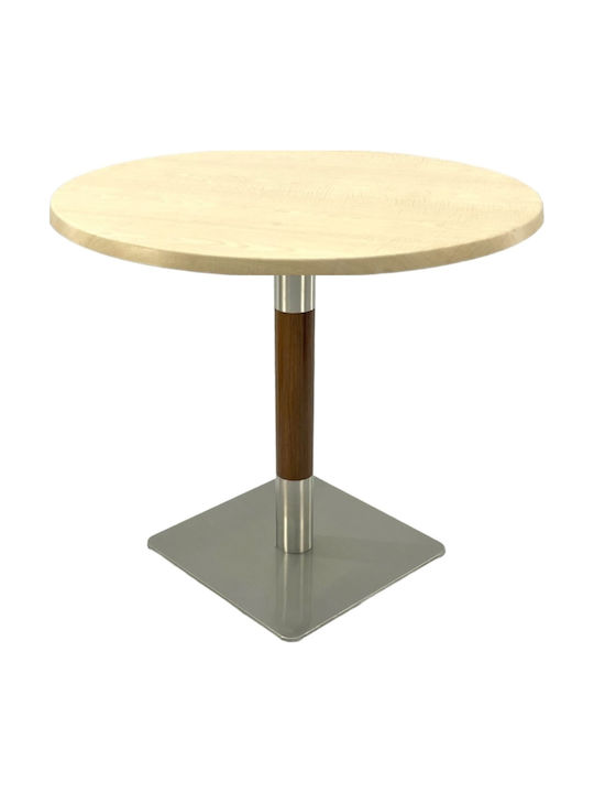 Masă Bar pentru Spații Mici Exterioare Din Lemn cu Ramă Metalică Argintie, Aspect Lemn 80x80x74 cm