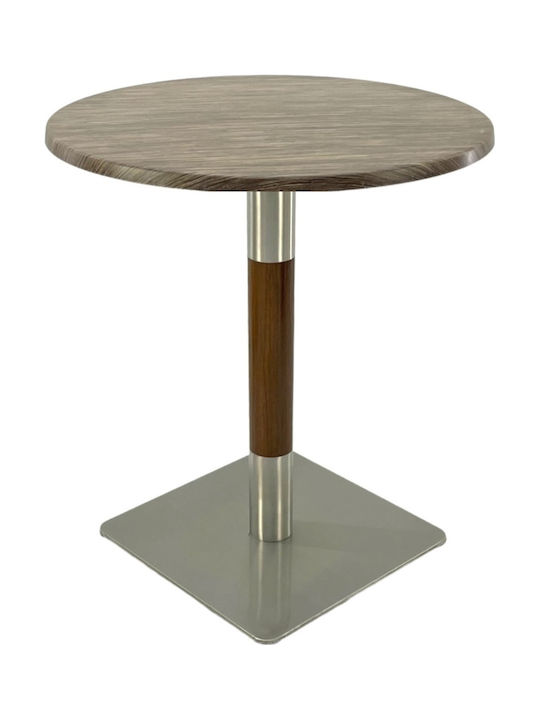 Masă Bar Pentru Spații Mici Exterioare Din Lemn Cu Ramă Metalică Argintie 60x60x74cm