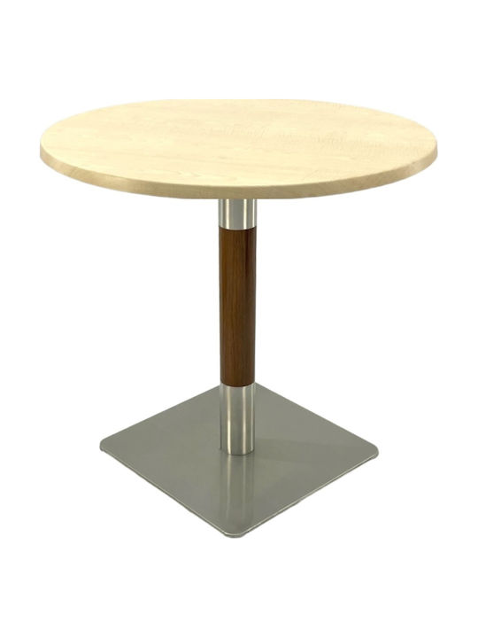 Masă Bar pentru Spații Mici Exterioare Din Lemn cu Ramă Metalică Argintie 70x70x74 cm