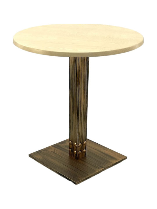 Masă Bar Pentru Spații Mici Exterioare Din Lemn Cu Ramă Metalică Vintage Bronz 70x70x74cm