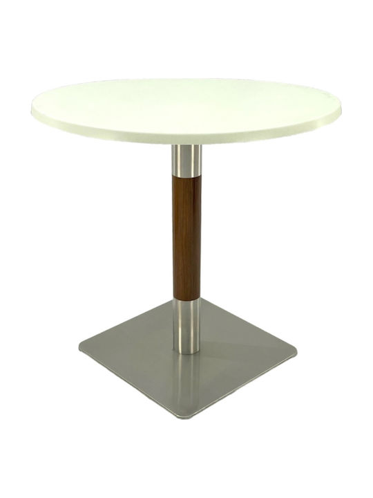 Masă Bar Pentru Spații Mici Exterioare Din Lemn Cu Ramă Metalică Argintie Aspect Lemn 70x70x74cm
