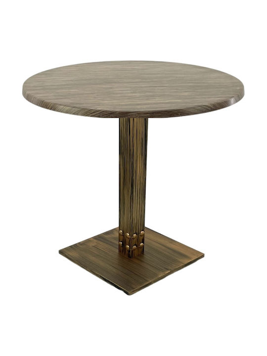 Masă Bar Pentru Spații Mici Exterioare Din Lemn Cu Ramă Metalică Vintage Bronz 80x80x74cm