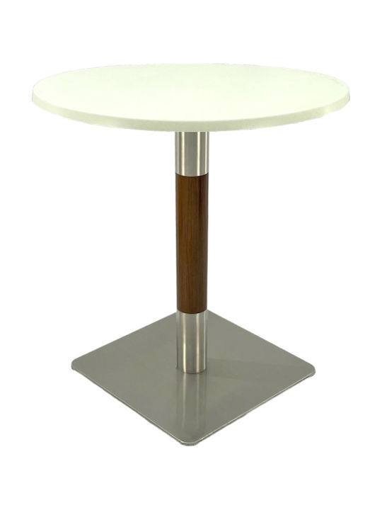 Masă Bar Pentru Spații Mici Exterioare Din Lemn Cu Ramă Metalică Argintie 60x60x74cm