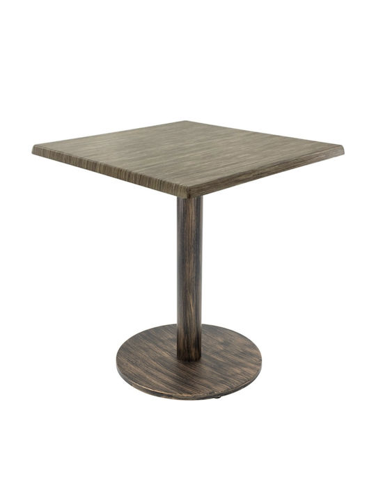 Masă Bar Pentru Spații Mici Exterioare Din Lemn Cu Ramă Metalică Vintage Bronz 70x70x74cm