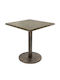 Masă Bar Pentru Spații Mici Exterioare Din Lemn Cu Ramă Metalică Vintage Bronz 70x70x74cm