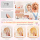 Costway Kids Makeup Table Chair Set Mirror Adjustable 3 Color Lighting White Tp10448wh
