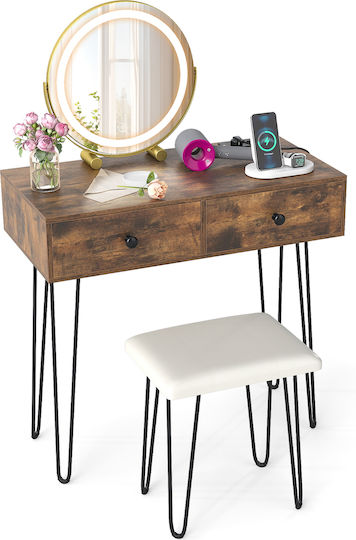 Costway Makeup Table Mirror Lighting Charging Station & Seat Frisiertisch Kosmetiktisch Hu11203de-cf