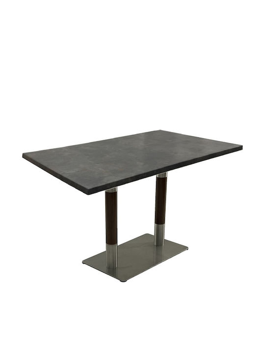 Garten- und Terrassentisch Zusammenklappbar Holz mit Metallrahmen Silber 120x70x74cm