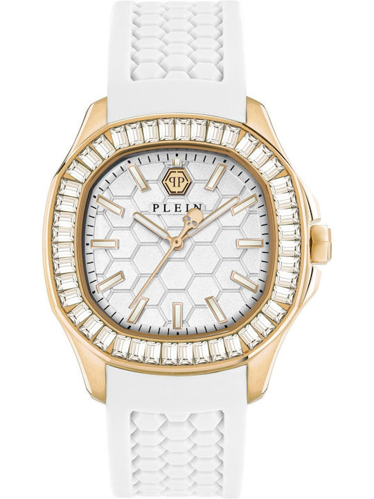 Philipp Plein Γυναικείο Ρολόι 38mm Μπαταρίας με Λευκό Μεταλλικό Μπρασελέ