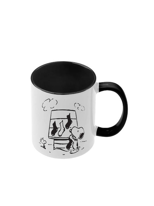 Snoopy Schwarze Tasse Mit Griff Innen