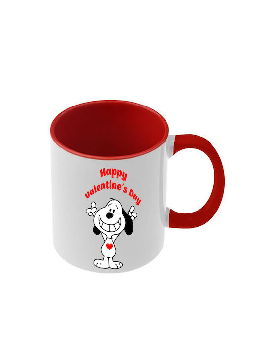 Snoopy Tasse Rote Griff Innenseite