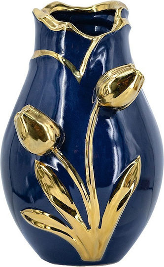 Artekko Keramik Vase Glazed Blau Φ19xΥ28.5cm