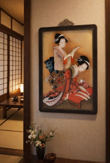 Стъклен Панел Geisha 33x52см Дървена Рамка Махагон Galifas 5504852 Galifas