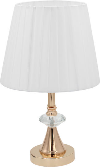Keskor Metal Table Lamp for Socket E27 with White Shade and Gold Base