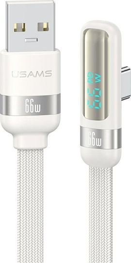 Usams USB 2.0 Cable USB-C Male - USB-A / USB-C 66W PD White 1.2m SJ651USB02