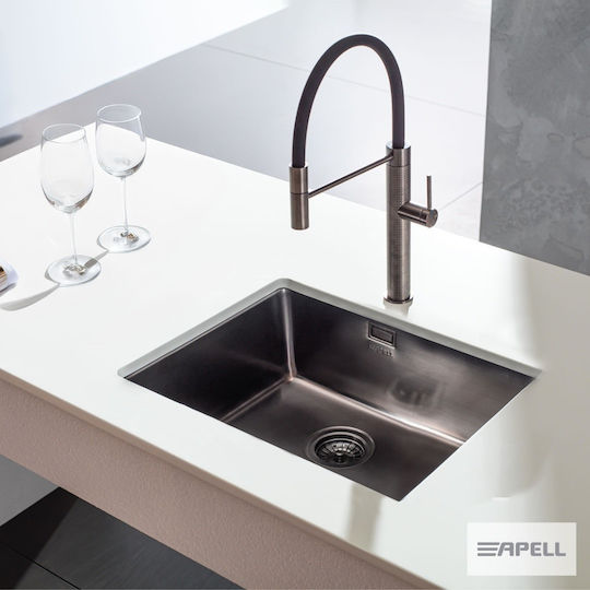 Apell MEM54-411 Υποκαθήμενος Inox Σατινέ Μ54xΠ44cm Μαύρος