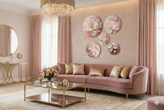 Okrągłe Obrazy Na Ścianę Oryginalna Dekoracja Ścienna Do Salonu Róż Glamour