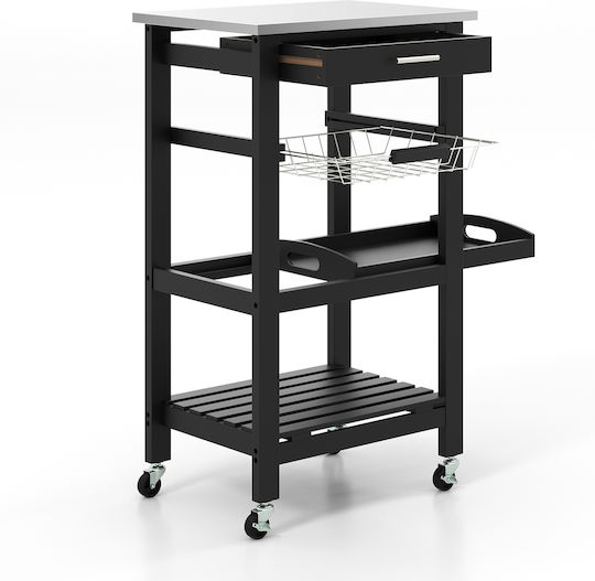 Costway Τρόλεϊ Κουζίνας Μεταλλικό Μαύρο 47x39x85cm