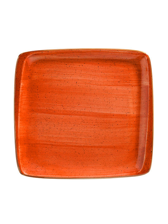 Bonna Terracota Farfurie joasă Pătrat din Porțelan Portocaliu 15x14cm