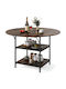 Round Bar Table Metal Brown 120x120x76cm