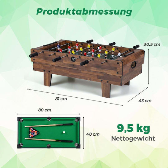 Costway Masa de fotbal Jocuri multiple Lemn L81 x L43 x Î30.5cm.