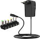 Max Excell Multi-device Sector Charger 30w Adjustable 3-12v 6 Included Tips Black