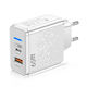 Încărcător Fără Cablu GaN cu Port USB-A și Port USB-C 65W Livrarea energiei / Quick Charge 3.0 Albς