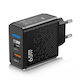 Încărcător Fără Cablu GaN cu Port USB-A și Port USB-C 65W Livrarea energiei / Quick Charge 3.0 Negruς
