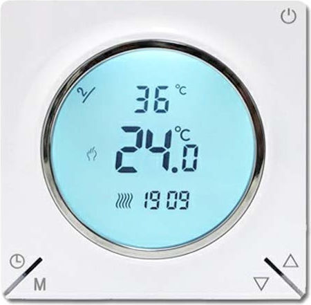 Thermostat Th-12 Digital Screen Built-in 16a 3500w 220v Power Supply Floor Sensor White