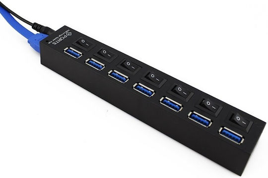 Usb Хъб Hb6 3.0 Висока Скорост 7 Порта Usb 3.0 On Off Бутон Високоскоростна Usb 3.0 Връзка Външен Захранващ Адаптер