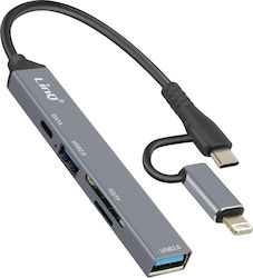Linq USB-C Lightning OTG USB-Hub 1x USB-C Anschluss + 2x USB + SD TF Karte Schwarze Linq USB-C Lightning OTG USB-Hub 1x USB-C Anschluss + 2x USB + SD TF Karte Schwarze