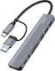 Linq USB Hub Support OTG 5 Gbps SD TF Card Reader Audio Jack 3.5mm Gray