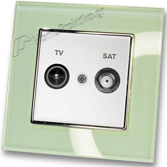 TV Sat Terminal Socket White Frame Mint Glass Hseries Lineme 50-00138-1_50-00121-24