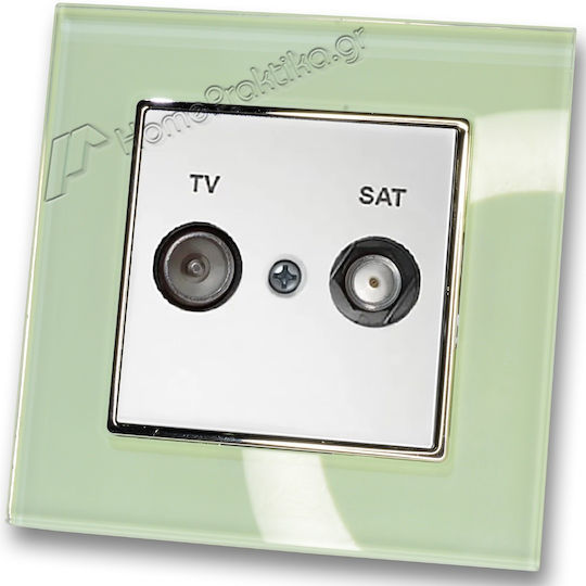 Antenna TV Satellite Aerial Socket White Matte Frame Mint Glass Hseries Lineme 50-00134-1_50-00121-24